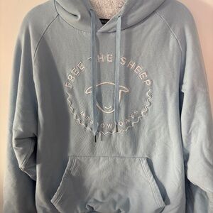 Free the Sheep Fleece-Lined Hoodie • Pastel Blue • Large